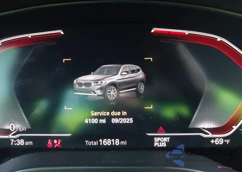 2022 BMW X3 Sdrive30I z USA, uszkodzony, nr VIN 5UX43DP07N9N15665